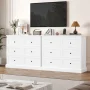 Homfa 6 Drawer Double Dresser White, Wood Storage Cabinet for Living Room, Chest of Drawers for Bedroom - Image 4