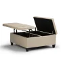 Simpli Home Harrison 36" Transitional Square Coffee Table Ottoman in Satin Cream - Image 3