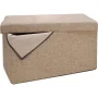 Simplify Faux Linen Double Folding Storage Ottoman, Natural Beige - Image 1