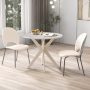 36-Inch Mid Century Modern Kitchen Table with Faux Marble Tabletop and Solid Rubber Wood Legs - Image 5