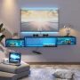 59" Floating TV Stand with LED Lights & Power Outlet for 60 inch TV, Wall Mounted Media Console Entertainment Center, Black - Image 4
