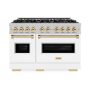 ZLINE - 48 in. Wide 8 Burner Autograph Classic Dual Fuel Freestanding Range with White and Gold Accents - White - Image 1