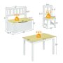 4 Pieces Kids Wooden Activity Table and Chairs Set with Storage Bench and Study Desk - Image 3