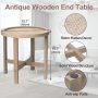 FairyHaus End Tables Living Room, Small Side Tables Living Room Bedroom for Small Spaces, Rattan Round End Table with Wood Legs 15.7in - Image 4