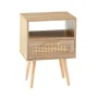 Kepooman Rattan Nightstand, 15.75" Bedside Table with Drawer and Solid Wood Legs, Wood End Table for Bedroom, Natural - Image 4