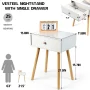 Vesteel Nightstand, Modern End Table with Drawer, White Bedside Furniture Dresser for Bedroom, Living Room - Image 3