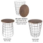 Lavish Home End Tables Set of 2 - Nesting Basket Tables for Blanket Storage, Brown Wood & Black Round - Image 4