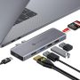 NOV8Tech USB C Hub – Multiport Adapter for MacBook Pro/Air – 7 in 2 USB C Docking Station - Thunderbolt hub – HDMI to USB C Dongle – SD Card Reader for Mac (Space Gray) - Image 3