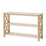 Rectangle Unfinished Natural Pine Wood X-Cross Console Table with 1-Shelf (48 in. L x 30 in. H x 14 in. D) - Image 5