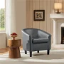 Renwick Faux Leather Barrel Accent Chair for Livingroom, Gray - Image 3