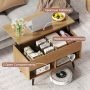 Natural 31.5 Inch Lift-Top Coffee Table with Hidden Storage and 2 Open Shelves - Image 6