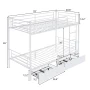 Zimtown Twin over Twin Bunk Bed with 2 Drawer, Heavy Duty Metal Bed Frame with Safety Rail Side Ladders for Dormitory Bedroom Boys Girls Adults,No Box Spring Needed (White) - Image 2