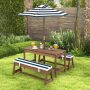 Kids Picnic Table and Chairs with Cushions and Height Adjustable Umbrella - Image 2