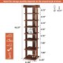 HOMEFORT 7-Tier Wood Shoe Rack, Entryway Shoe Tower,Vertical Shoe Organizer, Wooden Shoe Storage Stand, Rustic Brown - Image 3