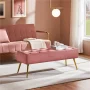 Alden Design Modern Ottoman Velvet Footstool Bench for Bedroom, Pink - Image 3
