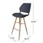 Bianca Faux Rattan Outdoor Patio Bar Stool with Brown Wood Finish Metal Legs (2-Pack) - Image 6