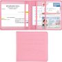 Car Registration and Insurance Holder, Car Accessories Vehicle Glove Box Car Organizer Women Wallet Case for Cards, Essential Document, Driver License by Cacturism, Pink | for Cards - Image 1