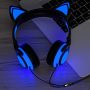 Olyre Cat Headphones for Girls Boys,Flashing LED Headphones with Microphone On Ear Universal Wired 3.5mm Stereo Headset for Computer Tablet iPad Mobile Phones(Blue) - Image 5