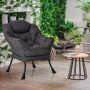 Gray Modern Polyester Fabric Lazy Chair with Steel Frame and Side Pocket - Image 2