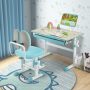 Height-Adjustable Kids Desk with Tilt Desktop and Book Stand - Blue - Image 5