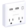 Merkury Innovations 2.4 Amp Wall Charger, 2 Outlets with 2 USB Charging Ports and Phone Stand, White - Image 3
