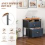 20 Inch Height Industrial Nightstand with 2 Pull-out Fabric Drawers - Image 4