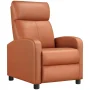 Alden Design Faux Leather Push Back Theater Recliner Chair with Footrest, Tan - Image 1