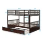 Gymax Full over Full Bunk Bed Platform Wood Bed w/ Trundle & Ladder Rail - Image 3