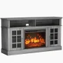 CHITOOMA 1400W Electric Fireplace TV Stand TV Console with 23″ Fireplace for up to 75 inch TVs with Adjustable Shelves,Grey - Image 1