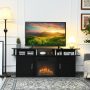 63 Inch TV Entertainment Console Center with 2 Cabinets - Black - Image 2
