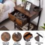 DYHOME Nightstand, Side Tables, End Table,Telephone Table,Vintage Industrial Nightstand with Storage Drawers and Storage Panels, Bedroom Side Tables - Image 5