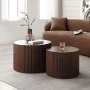 Kevinplus Nesting Coffee Table Set of 2, Matte Brown Round Wooden Coffee Tables, Modern Luxury Side Tables Accent End Table for Living Room Apartment - Image 2