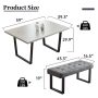 3-Piece Gray Dining Table Set 47.2 in. Rectangle Table, 1 Left Seat Bench and 1 Bench (Gray) - Image 3