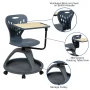 EMMA + OLIVER Mobile Desk Chair 360° Rotation and Storage Cubby, Dark Gray - Image 4