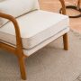UBesGoo Modern Arm Chair Linen Fabric Upholstered Comfy Reading Accent Chair with Solid Wood Frame Beige - Image 6