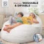 CordaRoy's Faux Fur Convertible Bean Bag Chair, King Classic, White - Image 4
