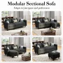 Walsunny 73.6" Convertible Sectional Sofa Couch, L-Shaped 3-Seat Sofa Couch with Reversible Chaise for Small Space,Dark Gray - Image 2