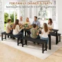 UHOMEPRO Dining Table Set for 4, Kitchen Table with 2 Benches, Modern Dining Room Table Set with Metal Frame, Breakfast Nook Furniture Set for Home Cafeteria Bar Kitchen, Black - Image 3