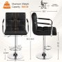 Bar Stools Adjustable Counter Stool Bar Chairs Swivel Barstool Set of 2 Black - Image 3