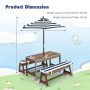 Kids Picnic Table and Chairs with Cushions and Height Adjustable Umbrella - Image 4