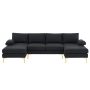 Modern U Shape Sectional Sofa 2 Chaise Lounge Couch Black - Image 4
