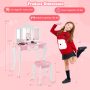 Kid's Wooden Vanity Table and Stool Set with 3-Panel Acrylic Mirror - Image 4