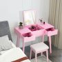 Makeup Vanity Table Set with Flip Top Mirror and 2 Drawers - Image 6