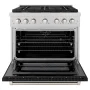 ZLINE - 36 in. Wide 6 Burner 5.2 cu. ft.  Paramount Dual Fuel Freestanding Range with Cooktop - Satin Steel/White Matte - Image 2