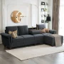 Walsunny Convertible Sectional Sofa L Shaped Couch with Storage Chaise, 4-Seater Reversible Sectional Couch with Cup Holders for Living Room Black - Image 1
