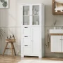 Homfa Bathroom Storage Cabinet, 56.6"H White Linen Cabinet with 3 Doors and 3 Drawers - Image 1
