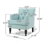 Malone Tufted Light Blue Fabric Club Chair with Stud Accents - Image 3