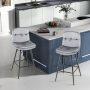 Gray 2 Pieces 29 Inch Velvet Bar Stools Set with Tufted Back and Footrests - Image 1