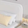 4 EVER WINNER Twin Size Bed Frame, Modern Bed Frame with Headboard, Boucle Fabric Upholstered Bed Frame, Soft Curved Headboard, Cream - Image 4