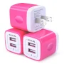 USB Charger Block,Phone Charger Adapter,AILKIN 3Pack 2.1Amp Dual Port Fast Charge Wall Charger Plug Brick Cube Base Charging Block,Rose Gold - Image 4